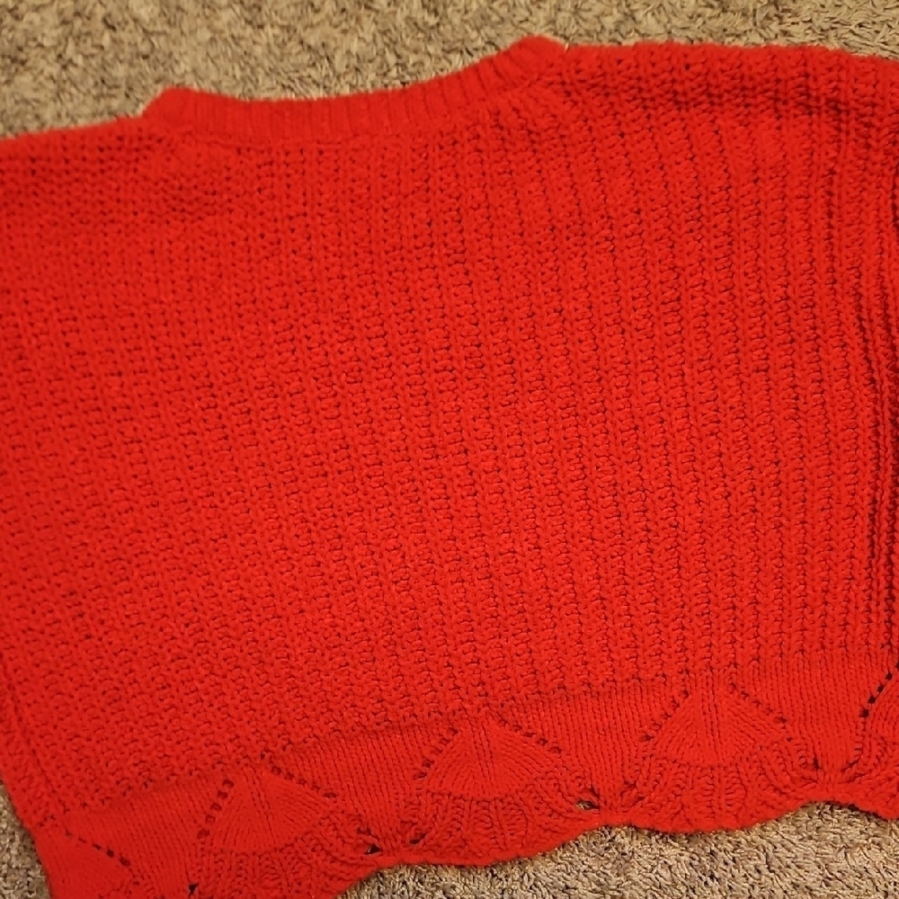 Red Alya Chunky Crop Knit Sweater - Picture 7 of 7